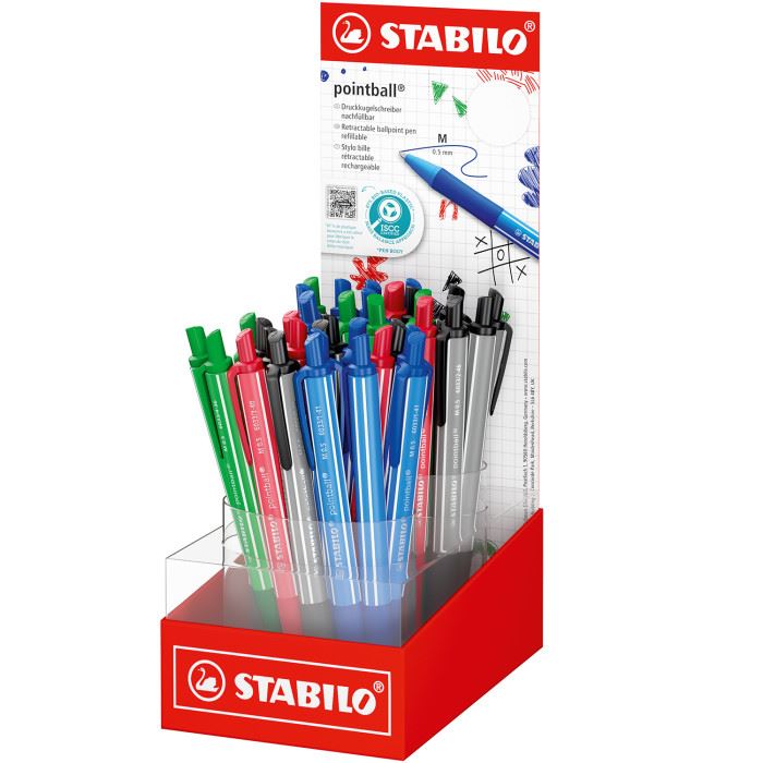 BIRO A SCATTO STABILO POINT BALL COLORFUL DISPLAY M ESP 38