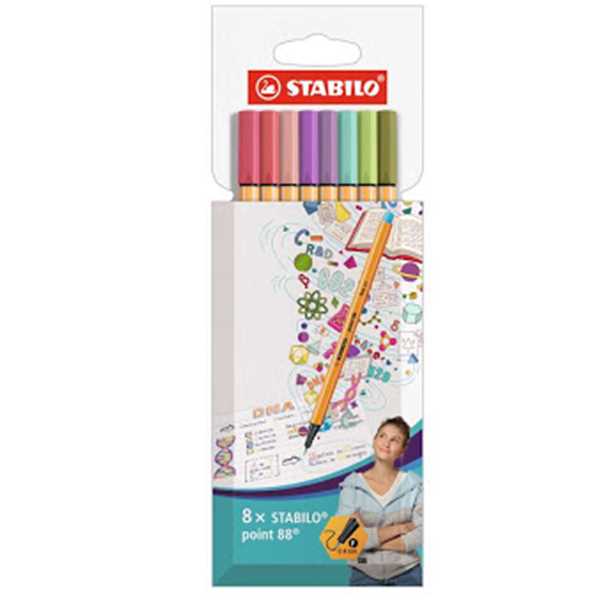 PENNARELLI STABILO POINT 88 ASSORTITI PZ.8 NEW COLORS