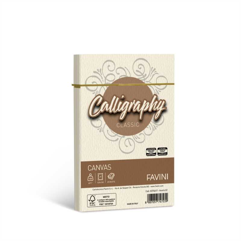 CALLIGRAPHY CANVAS 25 BUSTE 12x18 GR.100 AVORIO