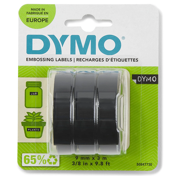 NASTRI PER DYMO 9mm x 3mt NERO PZ.3