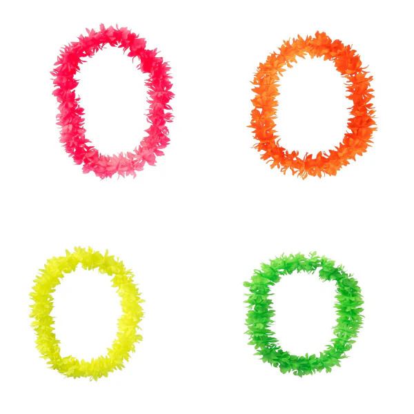 COLLANA HAWAII FIORI IN STOFFA FLUO