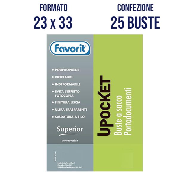 BUSTE TRASPARENTI 23x33 UPOCKET PZ.25