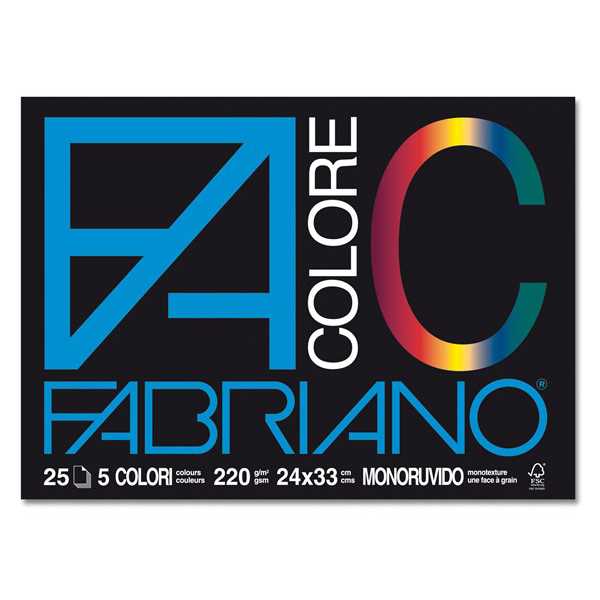 BLOCCO FABRIANO COLORE 24x33 FG.25 PZ.5